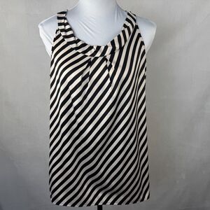 The Limited Women Sz M Satin Striped Rounded Pleat Collar Sleeveless 